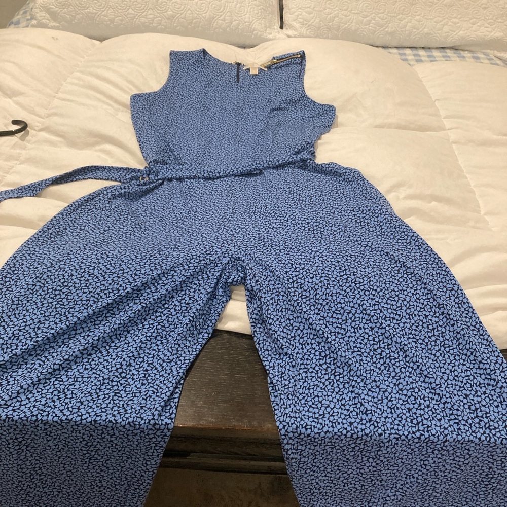 Michael Kors Floral Blue and Black jumpsuit size medium